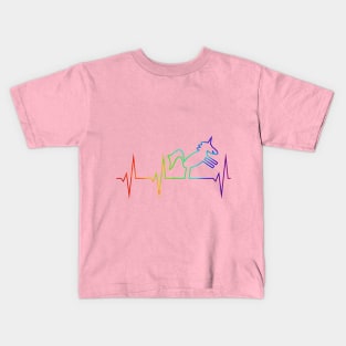 Unicorn heartbeat curve in rainbow colors Kids T-Shirt